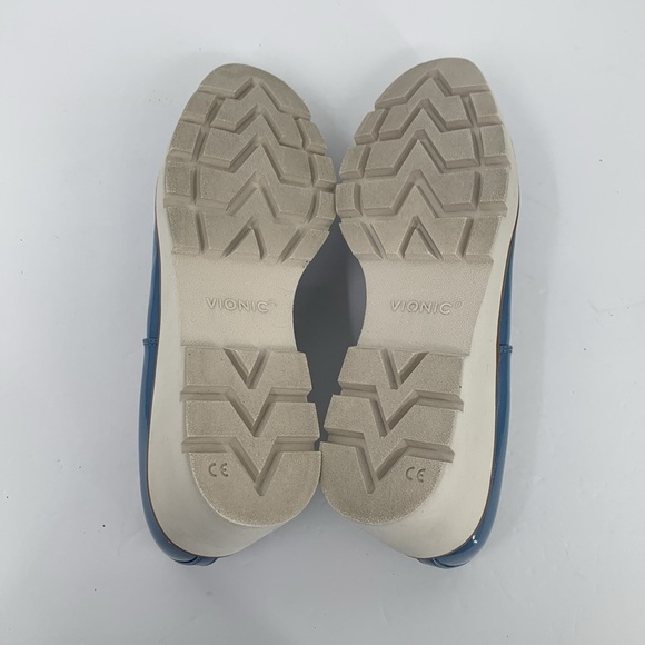 Vionic Willa wedge loafer shoe slip-on blue patent shiny platform lug women 10 - Picture 6 of 6